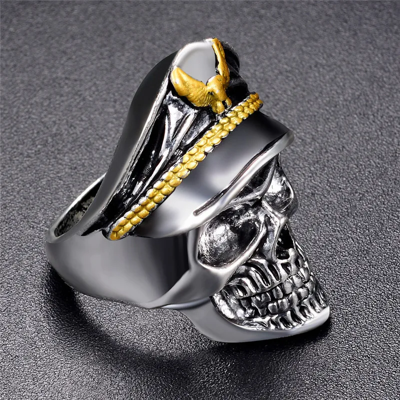 Modyle Antique Silver Color Punk Officer Dictator Male Skull Ring Cool All Size Man Finger Rings Fashion Jewelry
