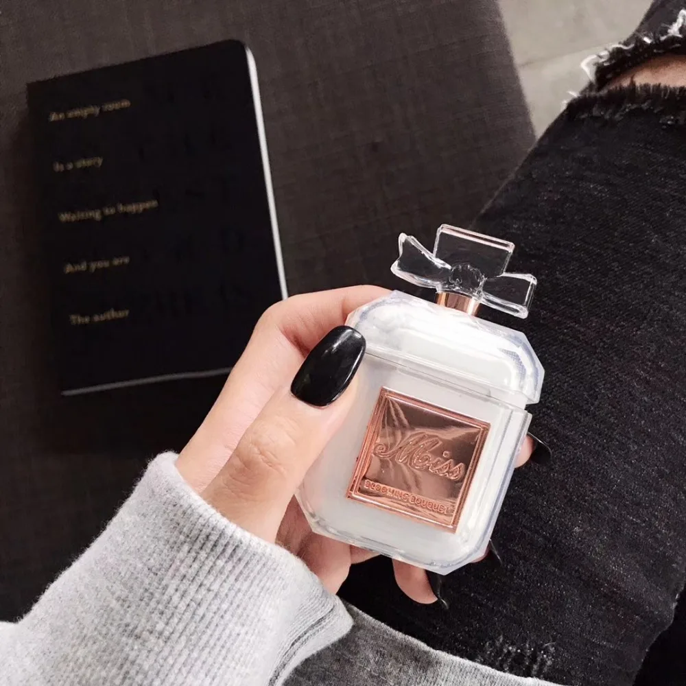 

New Luxury Perfume bottle Silicone Case For Airpods Earphone Shockproof Clear Crystal Protective Case