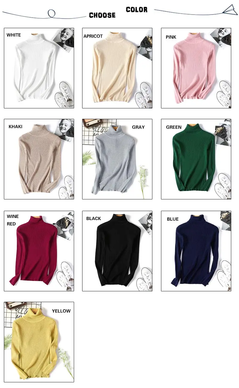 Warm Winter Women Sweater Turtleneck Pullover Knitted Sweaters For Ladies Long Sleeve High Elasticity Soft Pullovers Autumn 2018 (3)