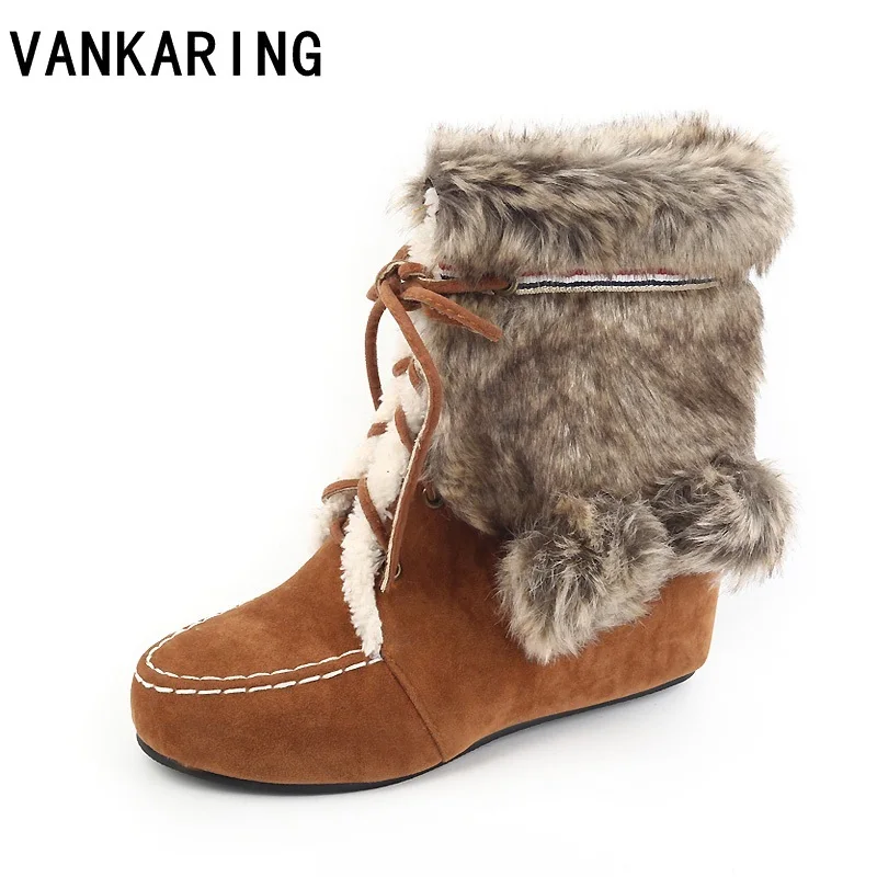 

autumn winter warm snow boots women ankle boots fake fur insole lady winter shoes girl fashion nice looking platform ankle boots