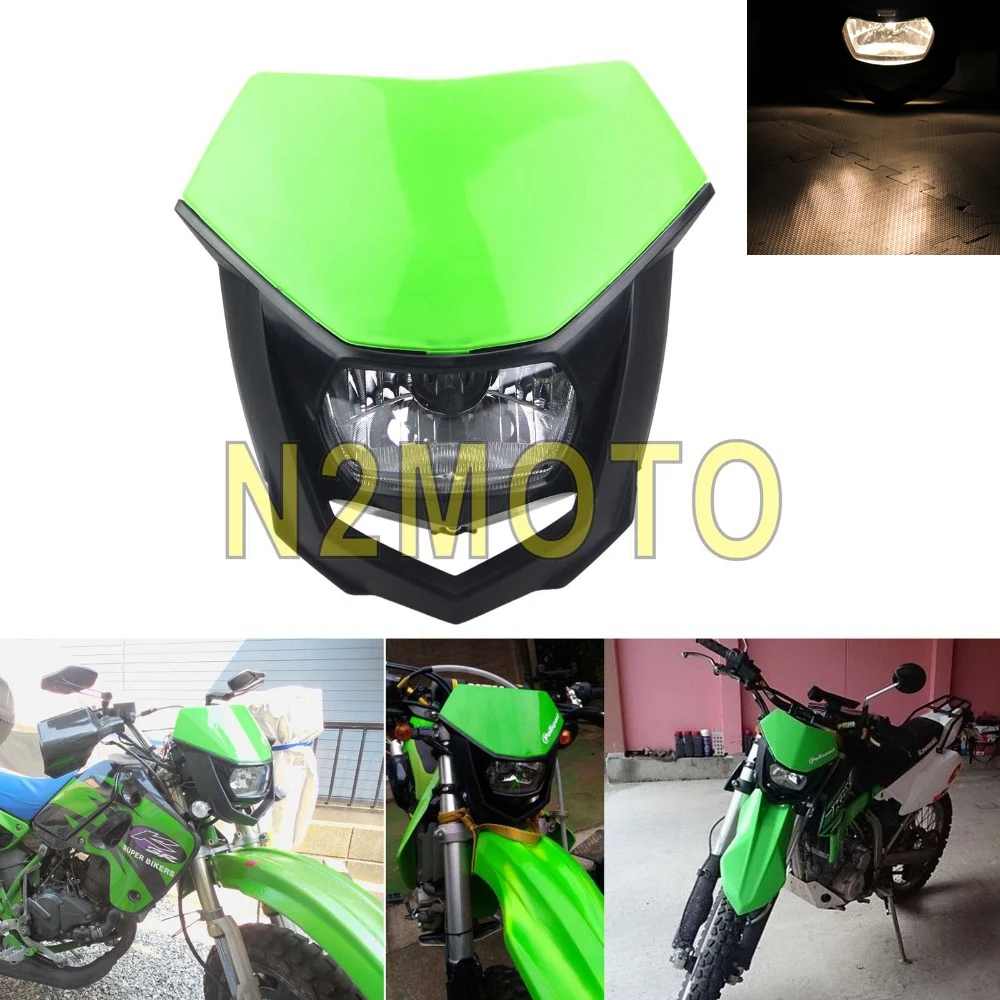 Dual Sport Motorcycle Streetfighter LED Headlight Head Lamp For Kawasaki Green