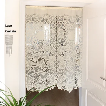 

Lace Curtains Lace Gauze Drawstring Short Curtain For Living Room Kitchen Cabinet Door Leaf Partition Half-curtain 85x150cm