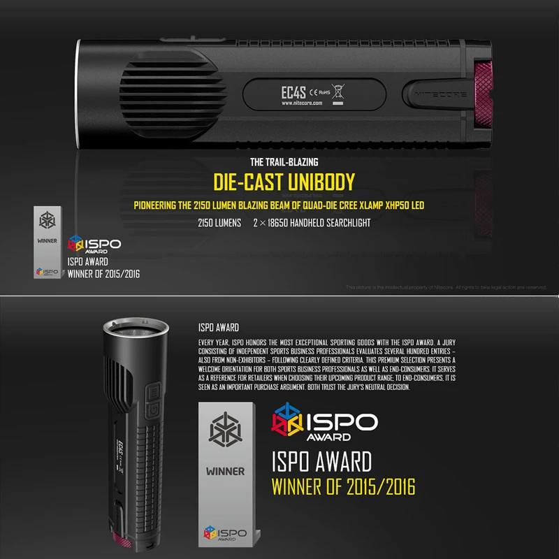 Ippo Award Winner 2015/2016 Nitecore EC4S фонарик 2150 люмен XHP50 светодиодный ручной прожектор|handheld
