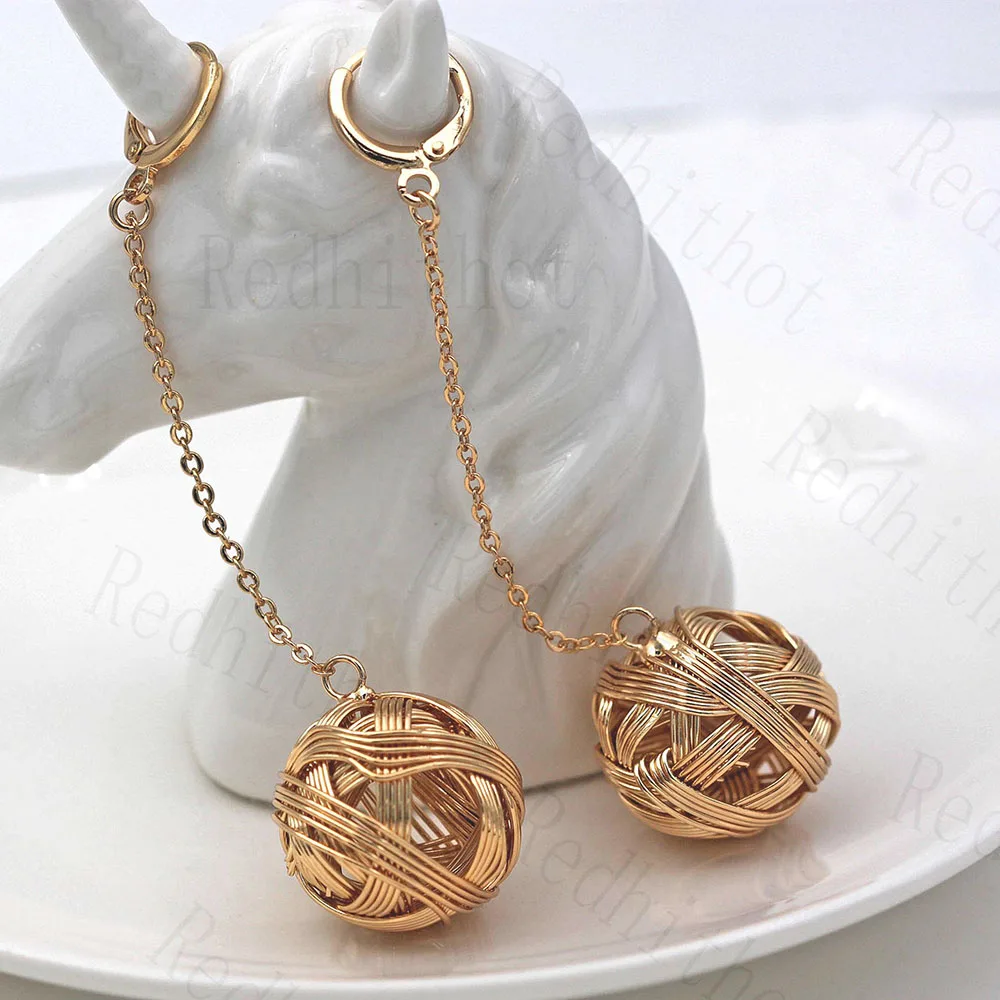 

Earrings for Women Gold Plating Disco Ball Flash Drop Earring Round Rock Punk Earrings Trendy Jewelry for Party Club