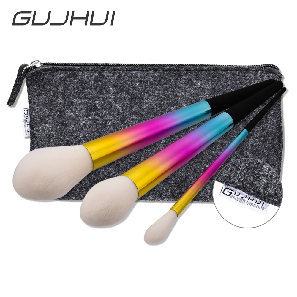 

makeup brushes cepillo brosses 2017 3pcs Makeup Brushes set Fondation Eyeshadow Cosmetic Tool With Leather MAY28