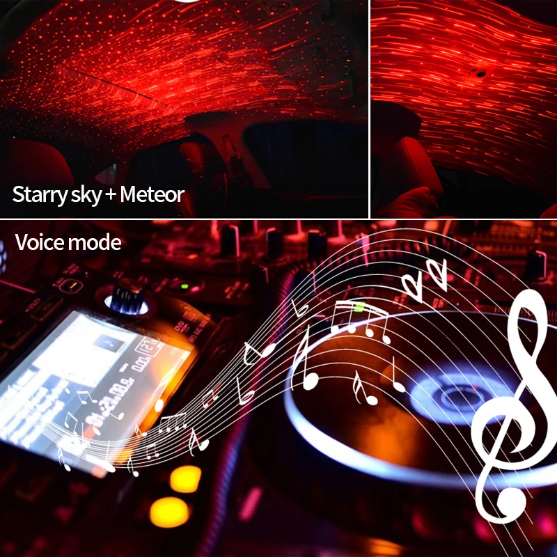 

Light Projector Car Decoration Light USB LED Starry Sky Star DJ RGB Laser Projector Music Sound Remote Control Auto Home Party
