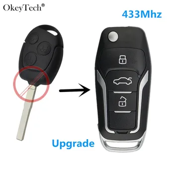 

OkeyTech 433MHz 3 Buttons Upgrade Car Remote Key For Ford Focus C-Max D-Max Mondeo Fiesta Galaxy Fusion Remote Control HU101