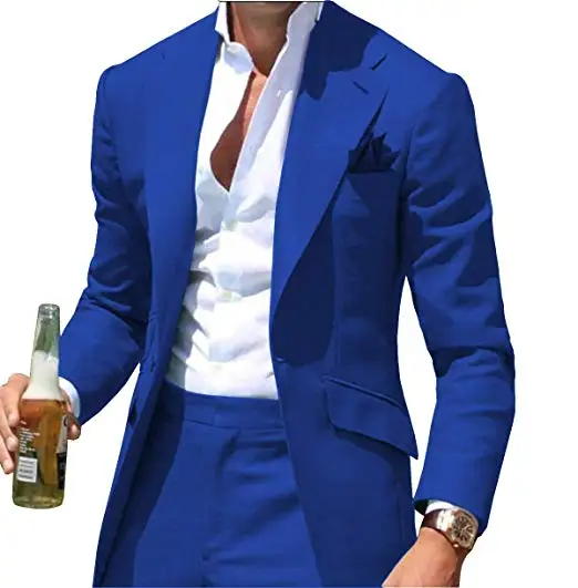 Мужской летний костюм под заказ легкий и дышащий королевский синий мужской костюм, пользовательские мужские летние свадебные платья