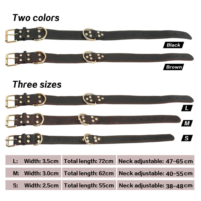 Collier chien en cuir véritable pour chien, robuste pour l'entraînement des animaux domestique – Image 2