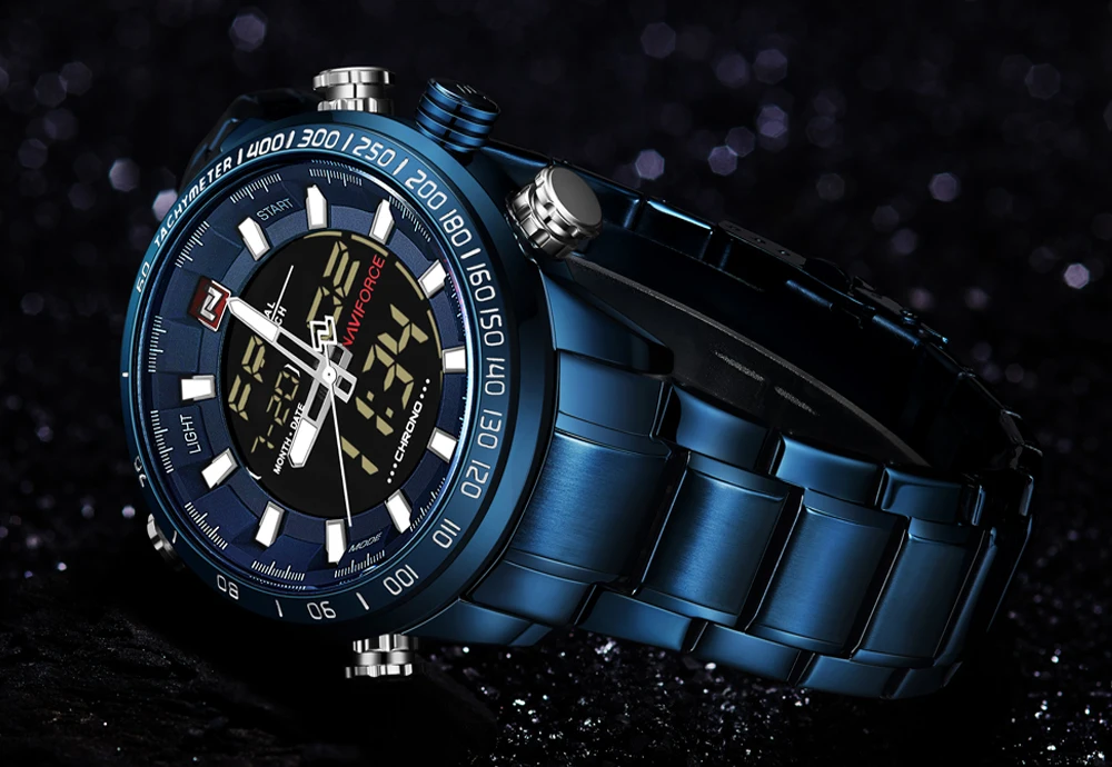 NAVIFORCE Top Brand Men Military Sport Watches Mens LED Analog Digital Watch Male Army Stainless Qu