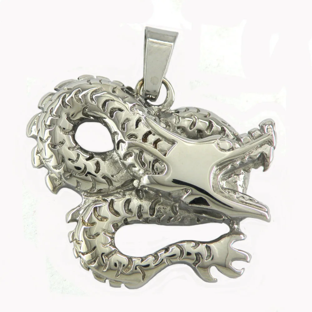 Stainless Steel 2 Color Spiral Dragon Chinese Zodiac Sign Biker Ring