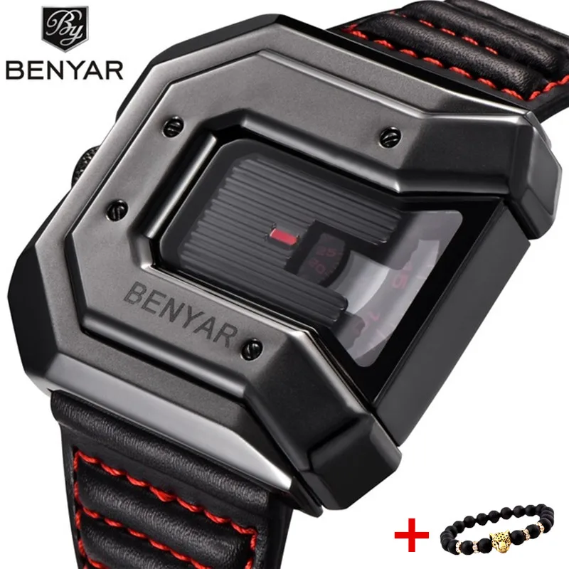 

2018 BENYAR Luxury Brand New Design Watch Reloj Hombre Men Waterproof Leather Quartz Clock Male Sports Watches Relogio Masculino