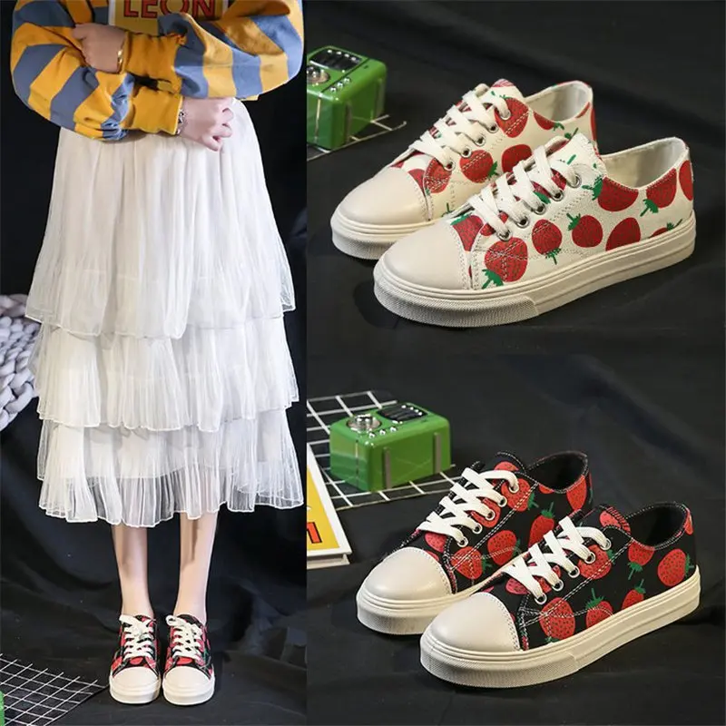 

Women Casual Shoes Printed Female Canvas tenis feminino 2019 New Arrival Fashion Zapatillas Mujer Lace-up Women Sneakers BX57