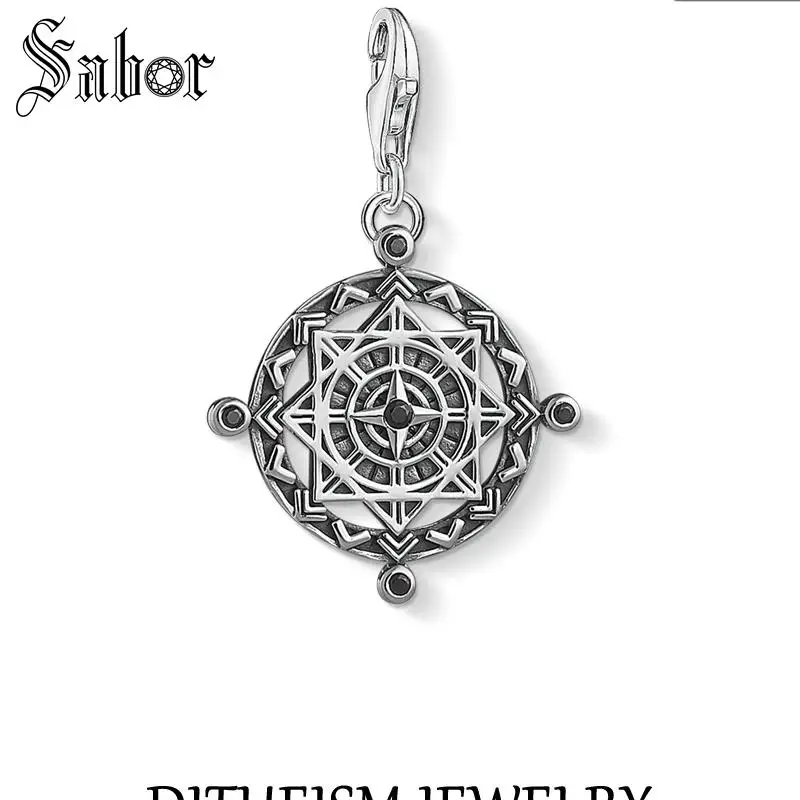 

jewellery Vintage Disc Compass Charms Pendant,2019 Fashion Jewelry Pure 925 Silver Gift Women Men Fit Bracelet Necklace thomas