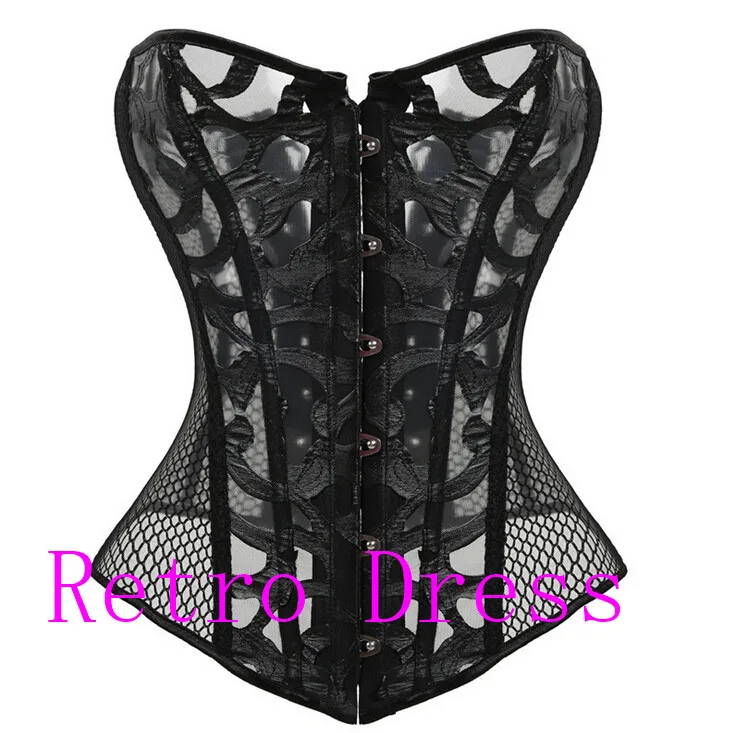 Sexy Mesh Corsets and Bustie Elastic Net Hollow Out Flowers Design Busk