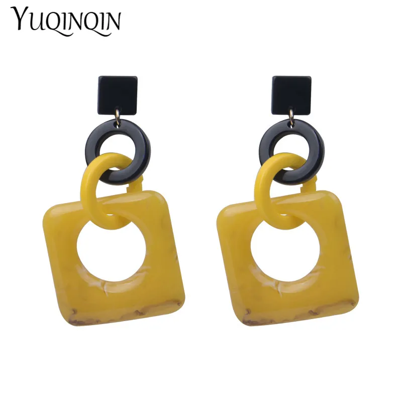 

Elegant Charm Long Dangling Resin Acrylic Drop Earrings For Women Big Colorful Geometric Statement Dangle Earing Fashion Jewelry