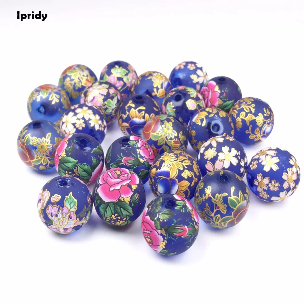 

Mixed Frosted color Japan Painting Vintage Japanese Drawing Beads Oval the bottom of color Flower Pattern 18mm 10 Pcs /lot