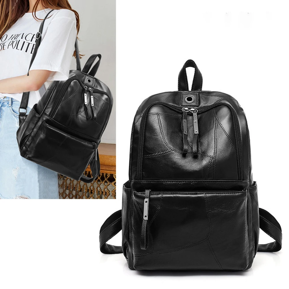 

Leather Backpack Women Fashion Travel Shoulder Bag Girls Backpack Travel School Bag Black Large Capacity Luxury Ladies Backpack