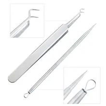 

2Pcs Blackhead Acne Tweezers Pore Blemish Comedone Acne Tools Face Spot Cleaner Pore Pimple Blackhead Extractor kit tools