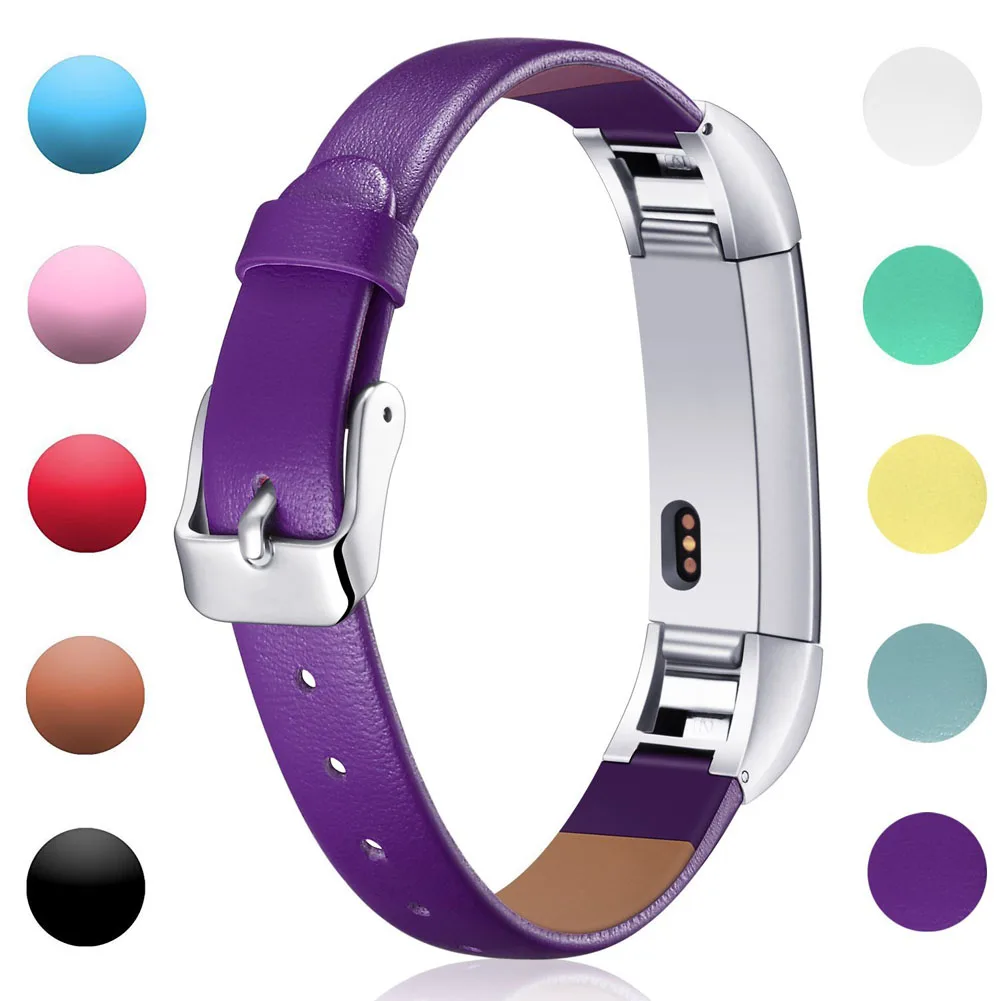 Geniune кожаный браслет регулируемый сменный ремешок с металлической пряжкой Для Fitbit Alta Band/Fitbit Alta HR LXH - Цвет ремешка: Фиолетовый