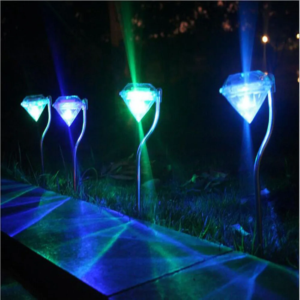 4 Pcs/Lot Solar Diamond LED Spot Lights Stainless Steel Garden Path Lawn Landscape Lamps Led Light|Газонные лампы| |