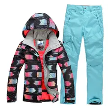 GSOU зимний женский лыжный костюм Толстая теплая уличная ветрозащитная Водонепроницаемая дышащая ультра легкая Лыжная куртка брюки размер xs-l
