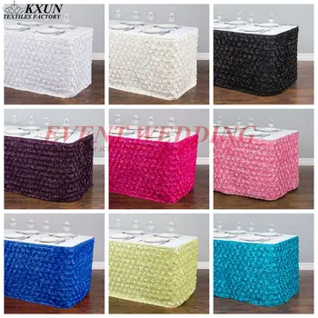 

Wholesale Price Satin Rosette Table Skirt Cake Tale Cloth Skirting For Wedding Event Banquet Festival Decoration