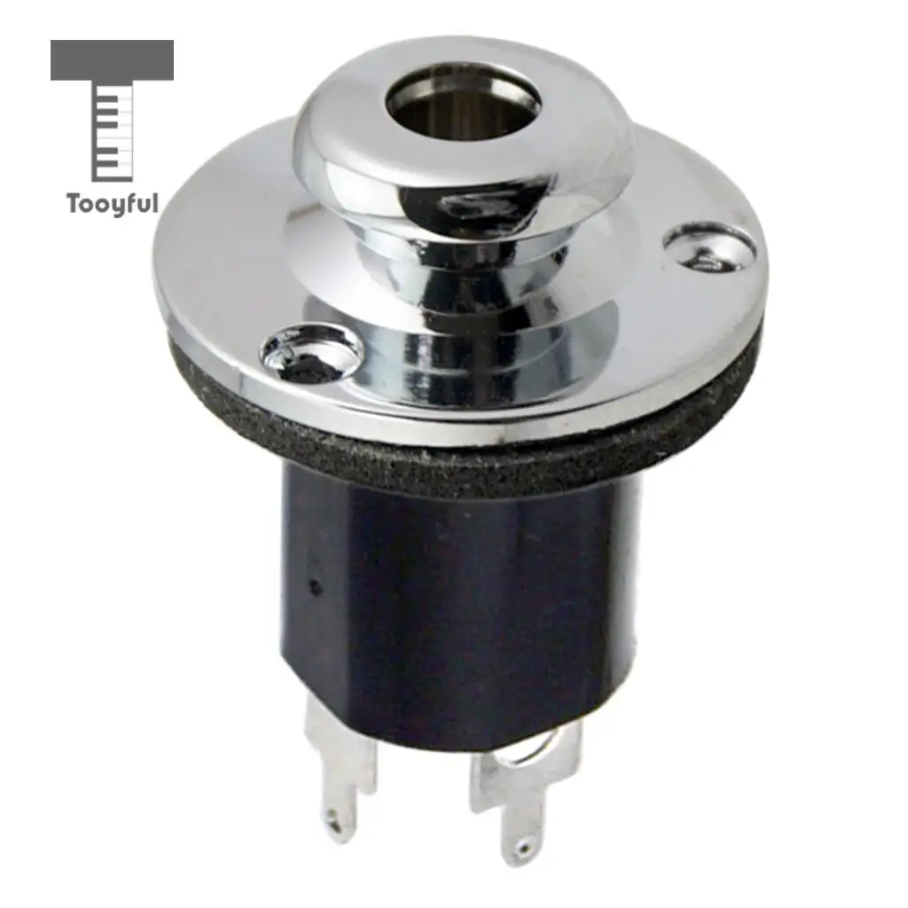 Tooyful 1/4' Guitar Bass Equalizer Jack EQ Preamp End Pin Output Input Socket Silver & Gold