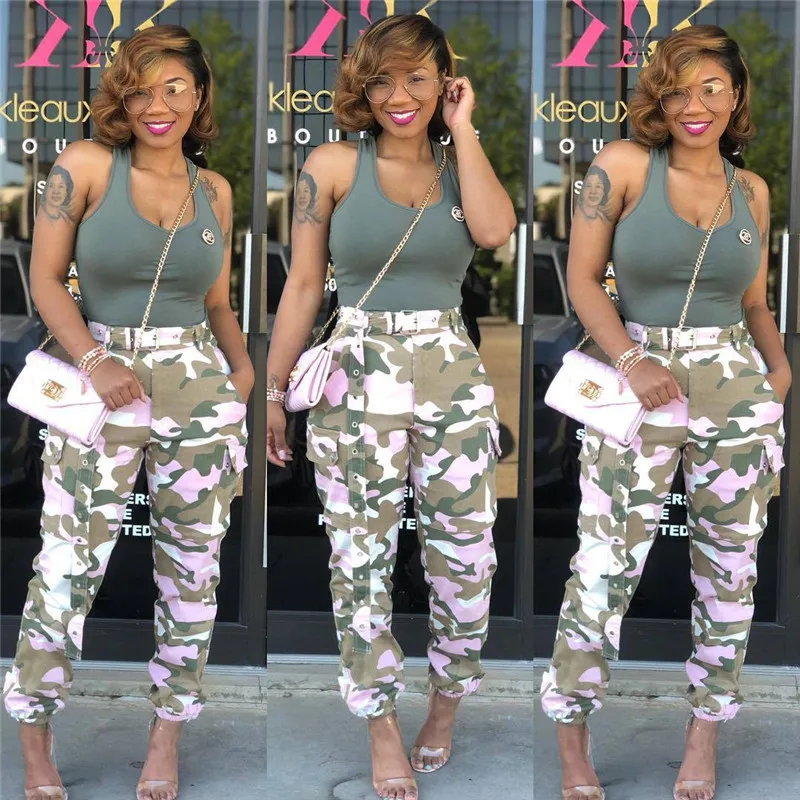 Women Print Military Camouflage Pants 