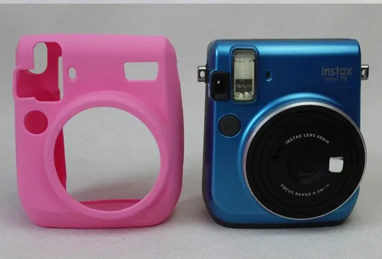 Розовый Мягкий силиконовый резиновый защитный чехол для камеры Fuji Fujifilm Instax Mini 70 силиконовый чехол для камеры Fuji Mini 70 - Цвет: Розовый