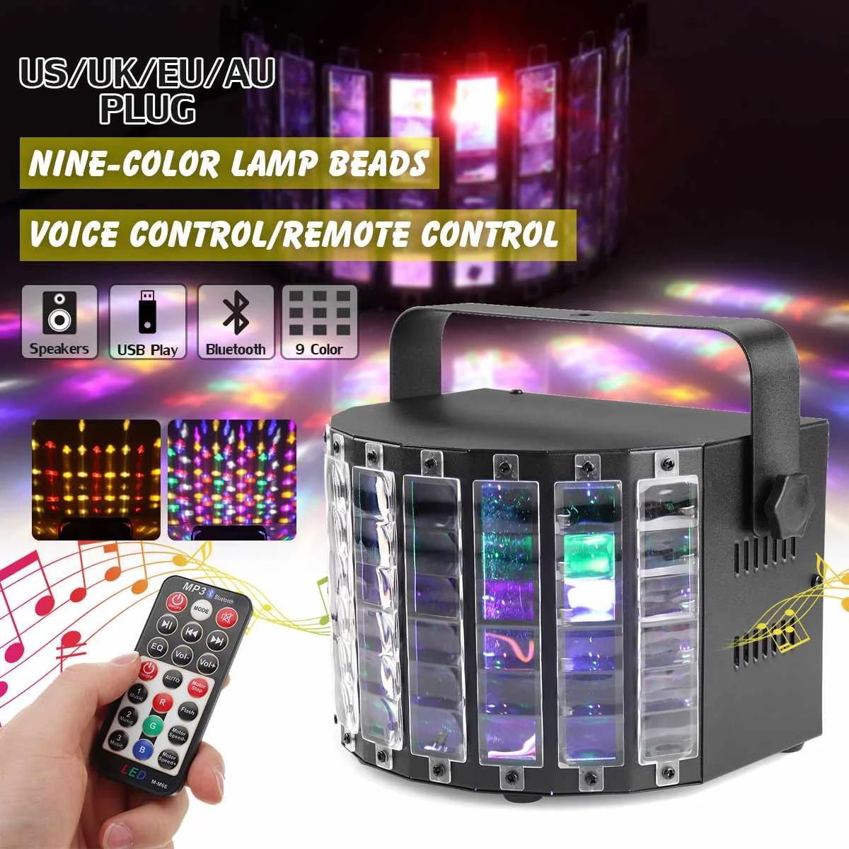 

Disco Light LED Laser Projector Remote Sound Controll Light RGB Party Stage Light DJ Music Support USB/SD Wireless bluetooth