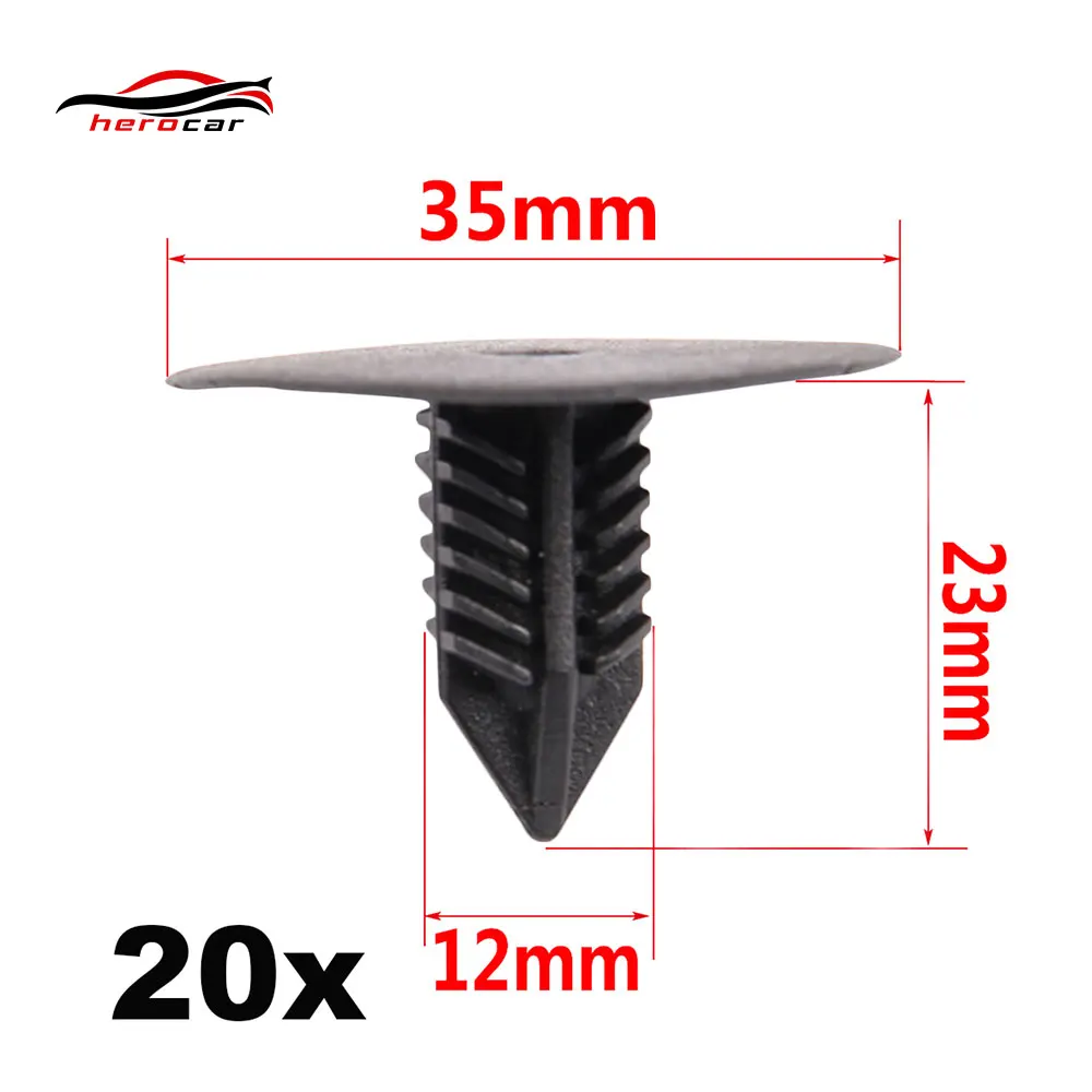 

20PCS For Renault Wheel Arch Liner Universal Plastic Car Clips 35mm Head Retainer Push Engine Cover Fender Fastener Clip CLIP-25