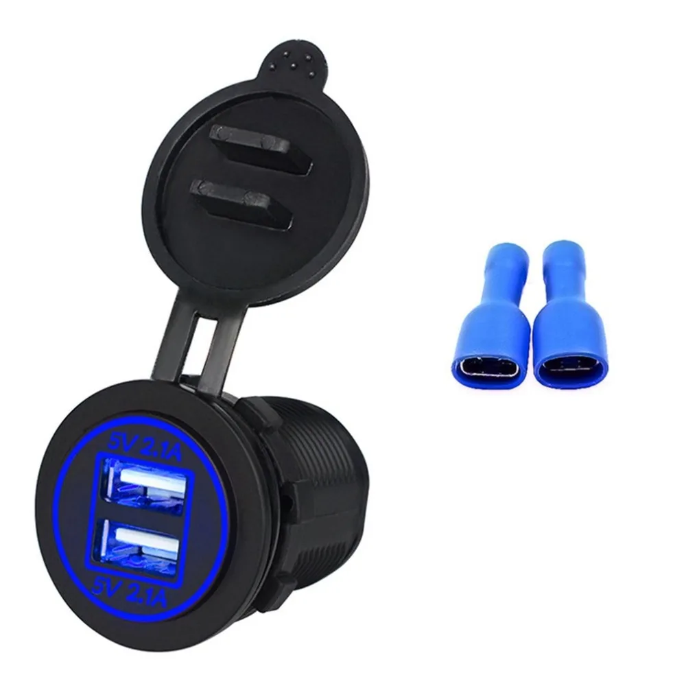 

2USB Ports 4.2A LED Light Motorcycle Cigarette Lighter Socket Plug Waterproof Socket Motorbike Phone Charger Adapter