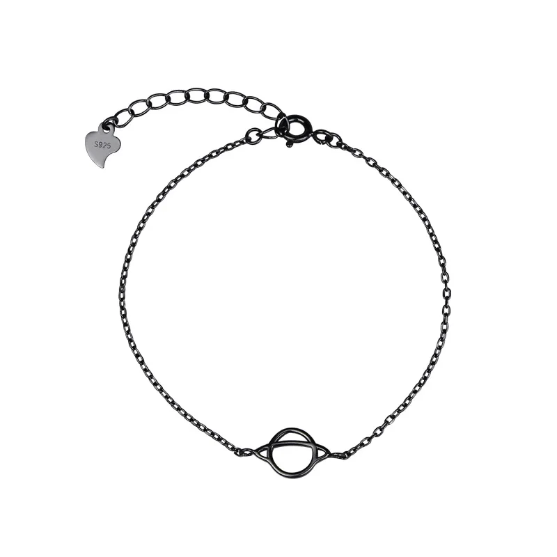 

XIYANIKE 925 Sterling Silver Simple Black Saturn Planetary Bracelet Fashion Simple Girl Bracelet Statement Jewelry For Women New