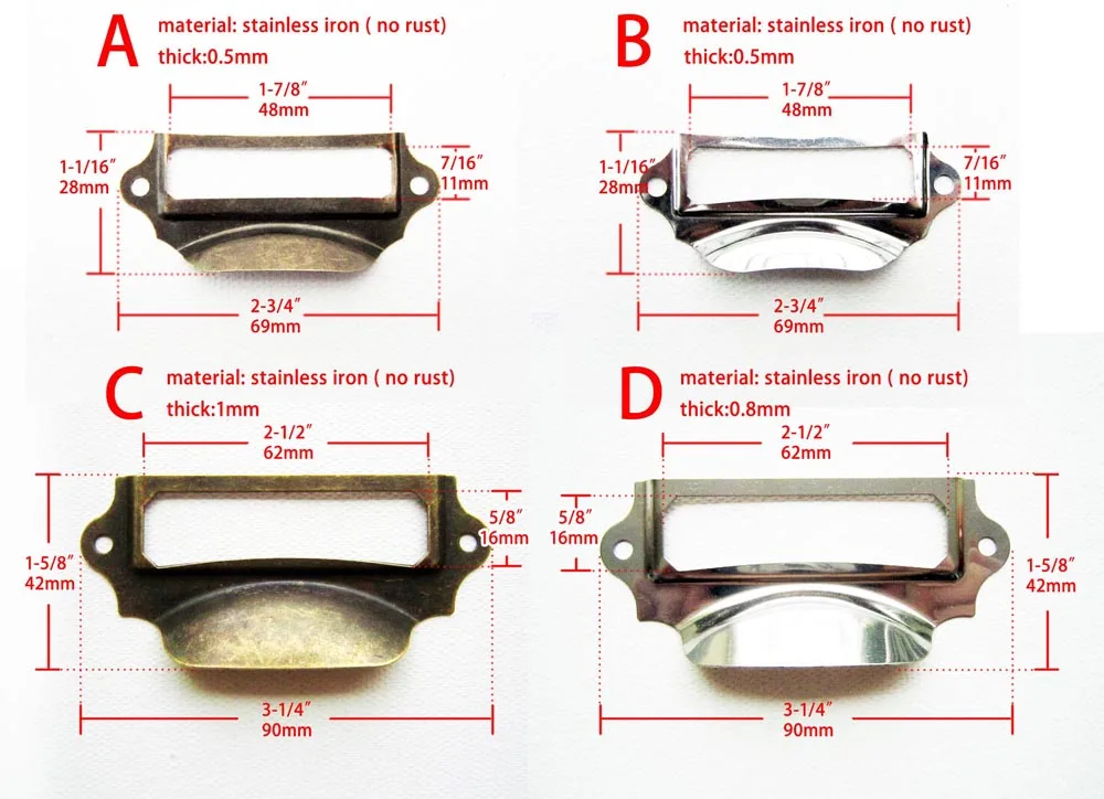 6 шт. металлическая этикетка, ручка с рамкой, файл, имя, держатель для карт, для мебели, шкафа, ящика, ювелирных изделий, сундук, чехол, корзина, 28x69 мм, 42x90 мм