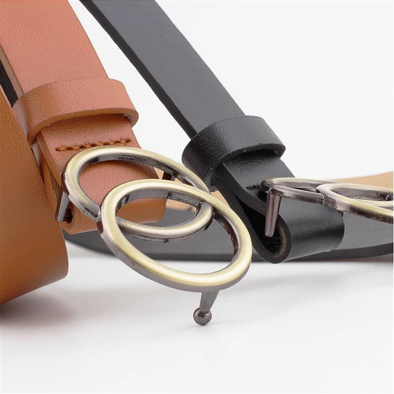 Double Ring Buckle Vintage Ladies Belt Jeans Wild Belts For Women Fashion Students Simple New Circle Pin Buckles Belt