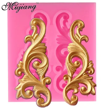 

Mujiang Baroque Scroll Corner Relief Silicone Lace Mold Gumpaste Chocolate Clay Candy Molds Cake Border Fondant Decorating Tools