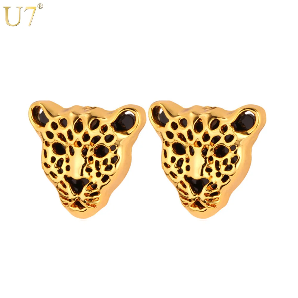 

U7 African Jewelry Earrings 2015 Fashion Jewelry For Women 18K Real Gold /Platinum Plated Lion Head Stub Earrings For Women E731