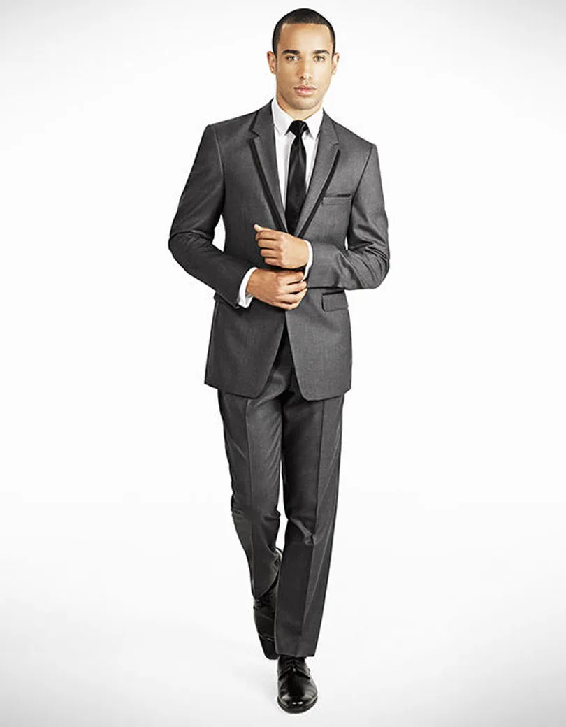 2017 British Style Groom Tuxedos Two Buttons Peak Lapel Three Pockets Wedding Suits Traje De Novio (Jacket+Pants+Bow Tie)