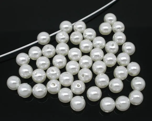 DoreenBeads 300 шт./лот 8 мм акриловые Имитация Жемчуга бусинки круглые белые для одежды