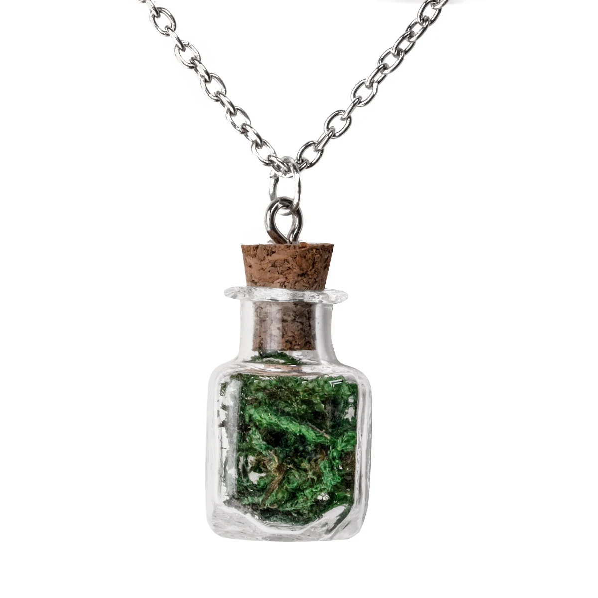 Винтажное ожерелье с натуральными зелеными водорослями и бутылкой для женщин и мужчин, трендовые вечерние ожерелья с кулоном из круглых стеклянных шаров, очаровательное ювелирное изделие