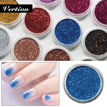 

Verntion Nail Art Deco Shining Nail Glitter Flakes Powder Dust Chrome Pigment 12 Colors Glitter UV Gel Manicure Nail Deco