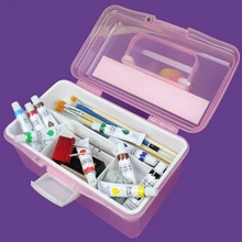 1 шт. Прозрачный Прямоугольный, для нейл-арта, Кисть для макияжа, ручка, контейнер, держатель, чехол для инструментов, пластиковая коробка для ногтей, пустая коробка для хранения ACT015