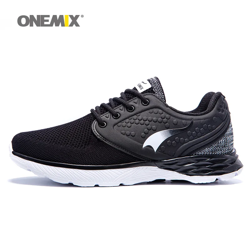 ONEMIX Для мужчин прогулочная обувь для Для женщин свет сетки вязать спортивные кроссовки Кроссовки Zapatillas мужской черный Открытый Trail Running бег