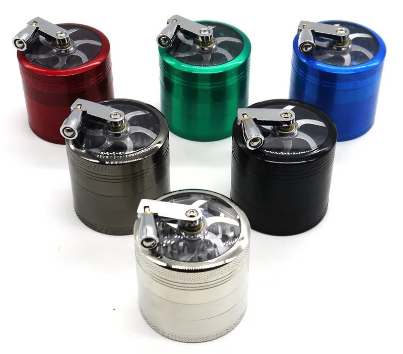 4 Layers Hand Crank Weed Grinder Herb Grinder Smoking Weed Crusher Pollen Catcher Crusher Hand