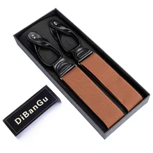 DiBanGu оранжевый сплошной узор мужские повседневные модные подтяжки высокого качества кожаные подтяжки Регулируемые 6 кнопок ремень NK-0502