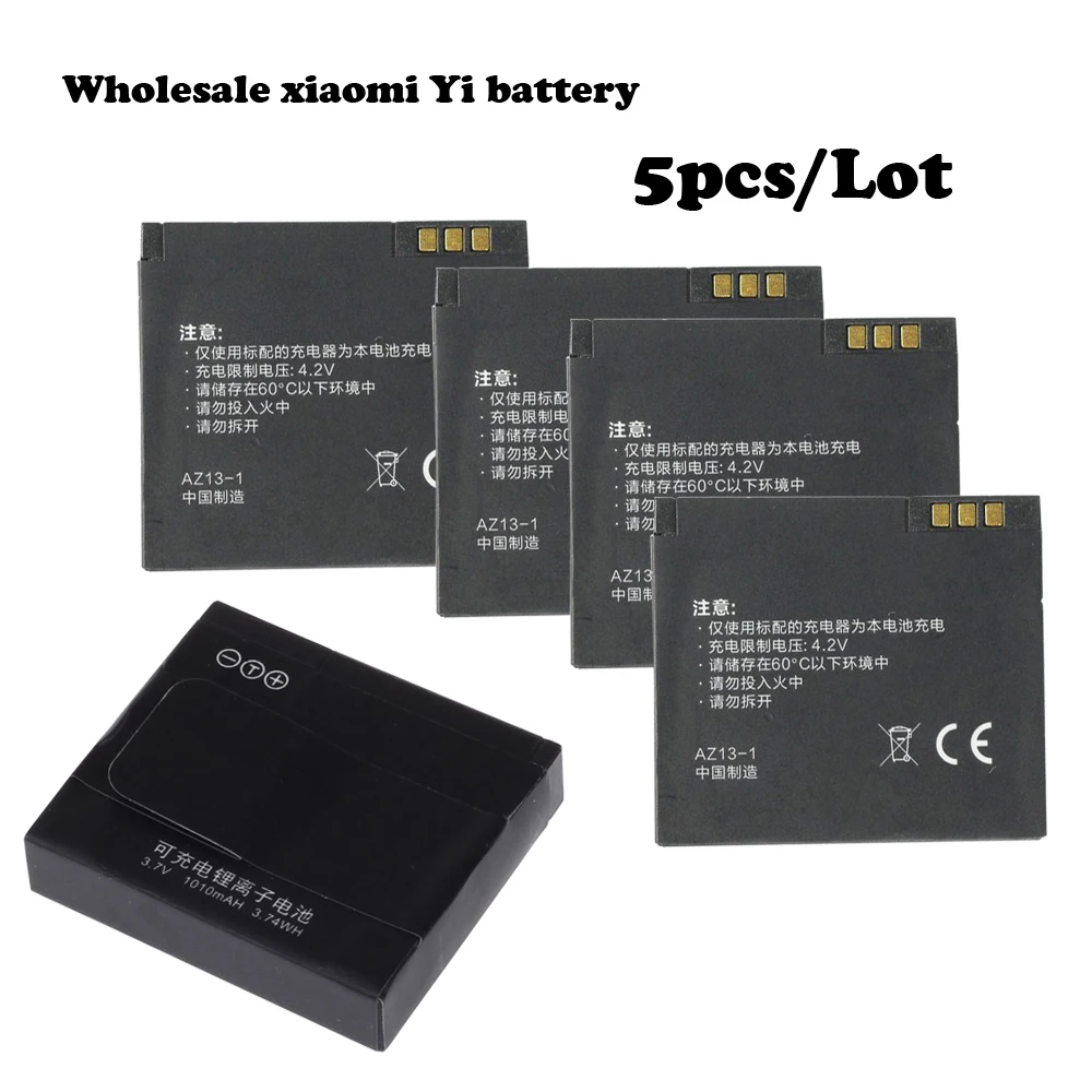 5pcs xiaomiyi for original xiaomi yi Battery xiaoyi 1010mAH Diving