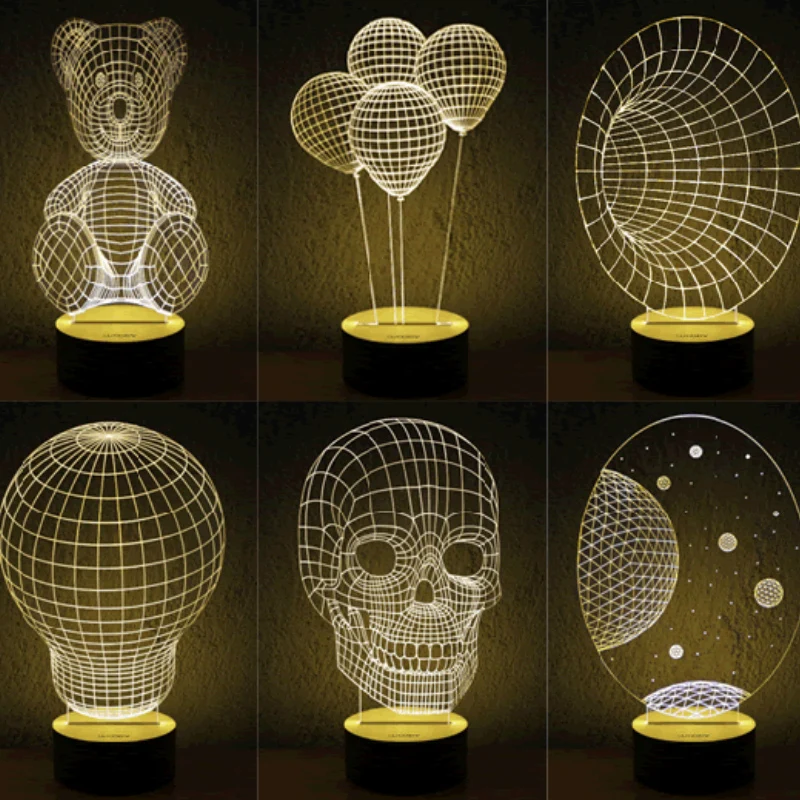 

3D LED USB Wooden Night Table Lamp Desk Light Modern luminaria de mesa Acrylic Kid Bedroom Bulbing Creative Gift Abajur 110-240V