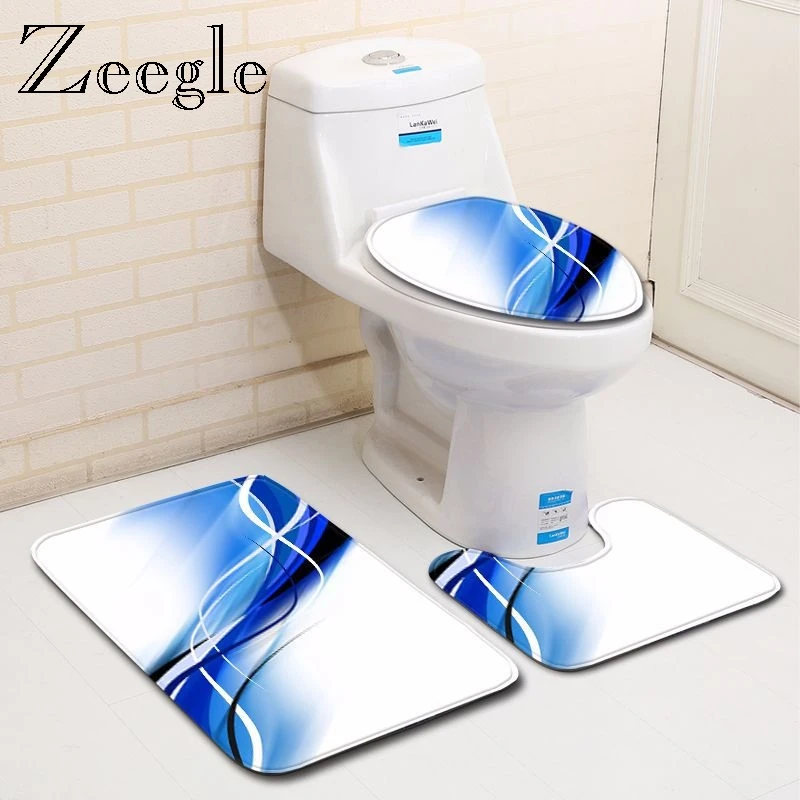

Zeegle 3pcs Bathroom Carpet Set Bath Mat Toilet Rug Absorbent Bathroom Floor Mats Bath Rugs Non-slip Shower Mat Set