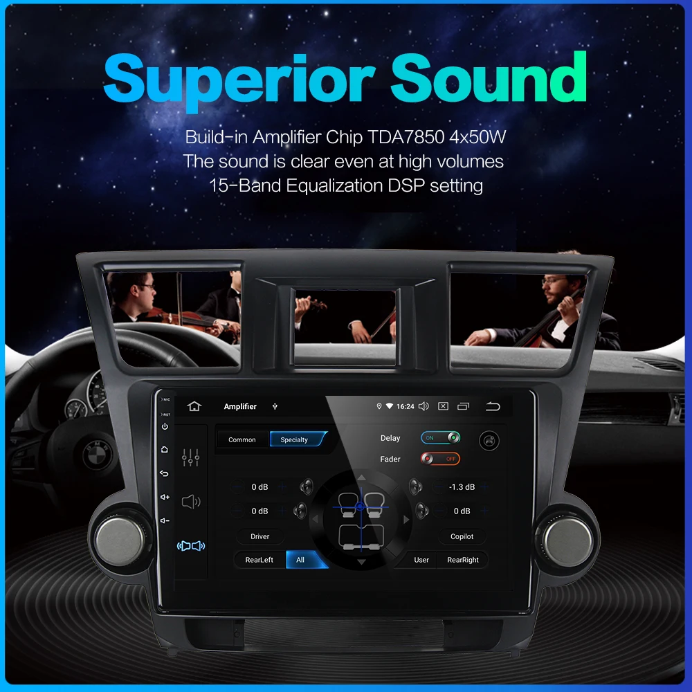 Flash Deal Dasaita 10.2" IPS 1 Din Car Radio Player Android 9.0 for Toyota Highlander 2009 2010 2011 2012 Navigation HDMI MP3 64GB ROM 4
